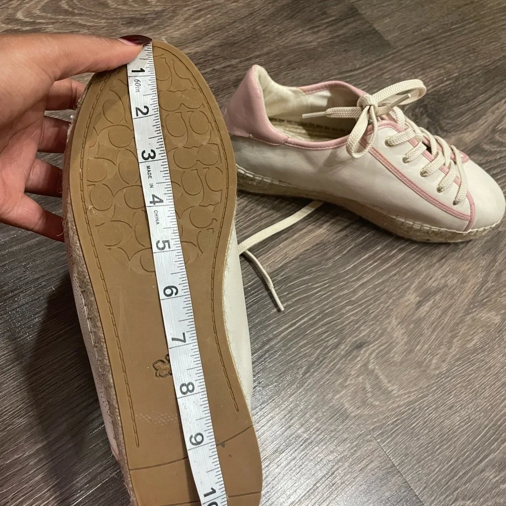 Coach Cate Pink and Cream Espadrille Sneakers size 10